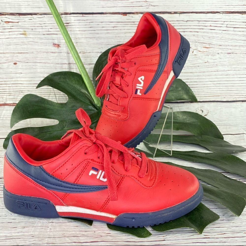 Fila Original Fitness Sneakers Red Blue 5 Big Kids Retro‎ Lace Up Low Top